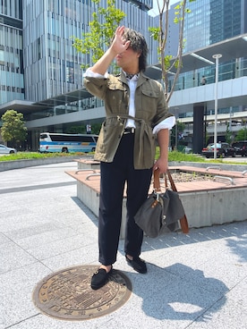 「アイテム（ミリタリージャケット）」を使った、安藤直輝さん（メンズ・168cm）の夏コーディネート