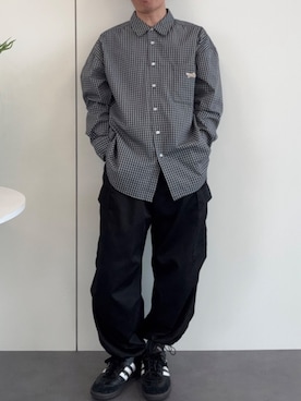「アイテム（カーゴパンツ）」を使った、sasaさん（メンズ・162cm）の夏コーディネート