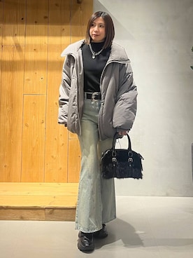 「PAGEBOY（ページボーイ）のアイテム（デニムパンツ）」を使った、だーゆいさん（レディース・152cm）の冬コーディネート