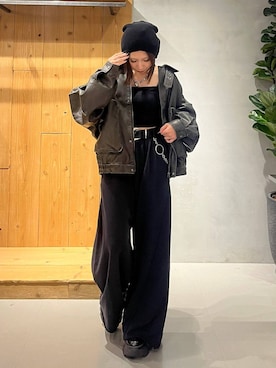 「PAGEBOY（ページボーイ）のサイドタックルーズウラケパンツ/イージーパンツ【4color・2size】（スウェットパンツ）」を使った、だーゆいさん（レディース・152cm）の秋コーディネート