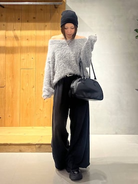 「PAGEBOY（ページボーイ）のサイドタックルーズウラケパンツ/イージーパンツ【4color・2size】（スウェットパンツ）」を使った、だーゆいさん（レディース・152cm）の秋コーディネート