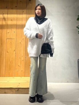 「PAGEBOY（ページボーイ）のアイテム（デニムパンツ）」を使った、だーゆいさん（レディース・152cm）の冬コーディネート