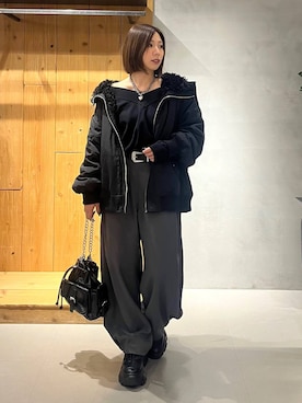 「PAGEBOY（ページボーイ）の【選べる着丈/前後2WAY/マシンウォッシャブル】マルチWAYネックプルオーバー/ニット（ニット/セーター）」を使った、だーゆいさん（レディース・152cm）の秋コーディネート