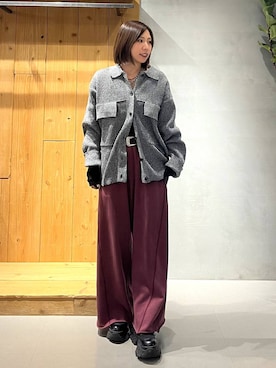 「PAGEBOY（ページボーイ）のサイドタックルーズウラケパンツ/イージーパンツ【4color・2size】（スウェットパンツ）」を使った、だーゆいさん（レディース・152cm）の秋コーディネート