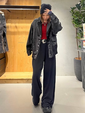 「PAGEBOY（ページボーイ）のサイドタックルーズウラケパンツ/イージーパンツ【4color・2size】（スウェットパンツ）」を使った、だーゆいさん（レディース・152cm）の秋コーディネート
