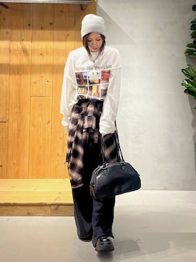 「PAGEBOY（ページボーイ）のサイドタックルーズウラケパンツ/イージーパンツ【4color・2size】（スウェットパンツ）」を使った、だーゆいさん（レディース・152cm）の秋コーディネート