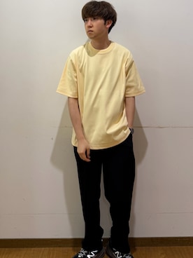 「ITEMS URBANRESEARCH（アイテムズ アーバンリサーチ）の接触冷感 TRテーパードスラックス（その他パンツ、ブラック系）」を使った、yukiさん（メンズ・167cm）の夏コーディネート
