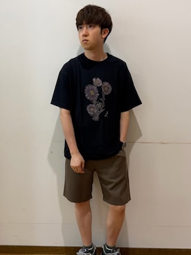 「ITEMS URBANRESEARCH（アイテムズ アーバンリサーチ）のNYBG PRINTED TSH（Tシャツ/カットソー、その他）」を使った、yukiさん（メンズ・167cm）の夏コーディネート