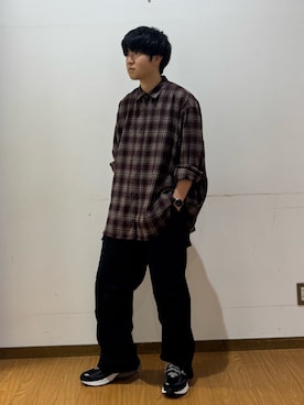 「ITEMS URBANRESEARCH（アイテムズ アーバンリサーチ）の起毛チェックルーズシャツ（シャツ/ブラウス）」を使った、yukiさん（メンズ・167cm）の秋コーディネート