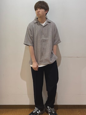「ITEMS URBANRESEARCH（アイテムズ アーバンリサーチ）の接触冷感 TRテーパードスラックス（その他パンツ、ブラック系）」を使った、yukiさん（メンズ・167cm）の春コーディネート