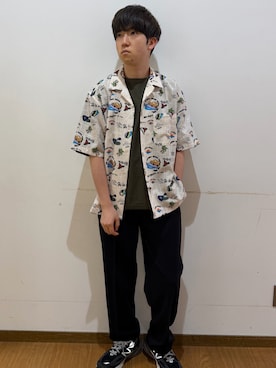 「ITEMS URBANRESEARCH（アイテムズ アーバンリサーチ）の接触冷感 TRテーパードスラックス（その他パンツ、ブラック系）」を使った、yukiさん（メンズ・167cm）の夏コーディネート