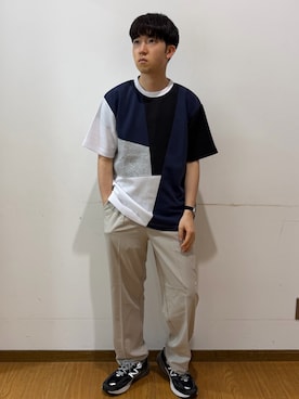 「ITEMS URBANRESEARCH（アイテムズ アーバンリサーチ）の接触冷感 TRテーパードスラックス（その他パンツ、ベージュ系）」を使った、yukiさん（メンズ・167cm）の夏コーディネート