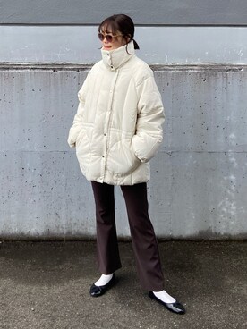 「papermoonのアイテム（パンツ、ブラウン系）」を使った、yumeさん（レディース・163cm）の冬コーディネート
