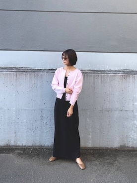 「Omekashi（オメカシ）の(再入荷＆新色登場)スウェットライクポケットカーディガン（カーディガン/ボレロ、ピンク系）」を使った、yumeさん（レディース・163cm）の秋コーディネート
