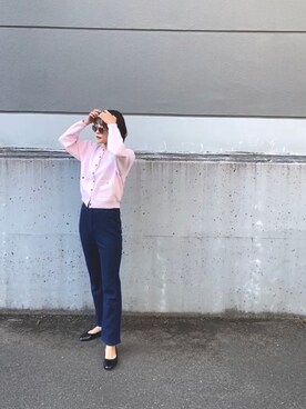 「Omekashi（オメカシ）の(再入荷＆新色登場)スウェットライクポケットカーディガン（カーディガン/ボレロ、ピンク系）」を使った、yumeさん（レディース・163cm）の秋コーディネート