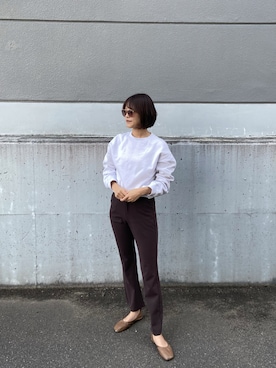 「papermoonのアイテム（パンツ、ブラウン系）」を使った、yumeさん（レディース・163cm）の秋コーディネート