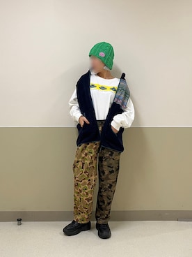 「ニット帽コーデ」｜「アイテム（その他アウター）」を使った、zooorinさん（レディース・160cm）の秋コーディネート