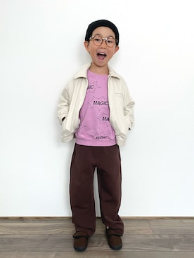 「アイテム（スウェット）」を使った、𝚁𝙴𝙸☺︎さん（キッズ・110cm）の秋コーディネート