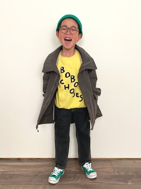 「アイテム（デニムパンツ）」を使った、𝚁𝙴𝙸☺︎さん（キッズ・110cm）の秋コーディネート