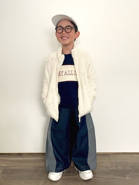「アイテム（スウェット）」を使った、𝚁𝙴𝙸☺︎さん（キッズ・110cm）の秋コーディネート