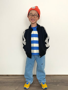 「アイテム（ニットキャップ/ビーニー）」を使った、𝚁𝙴𝙸☺︎さん（キッズ・110cm）の秋コーディネート