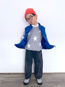 「アイテム（ニットキャップ/ビーニー）」を使った、𝚁𝙴𝙸☺︎さん（キッズ・110cm）の冬コーディネート