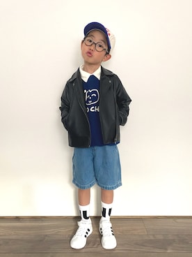 「アイテム（スウェット）」を使った、𝚁𝙴𝙸☺︎さん（キッズ・110cm）の秋コーディネート