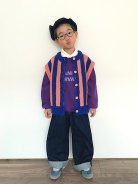 「アイテム（デニムパンツ）」を使った、𝚁𝙴𝙸☺︎さん（キッズ・110cm）の秋コーディネート