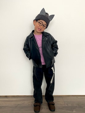 「アイテム（スウェット）」を使った、𝚁𝙴𝙸☺︎さん（キッズ・110cm）の秋コーディネート