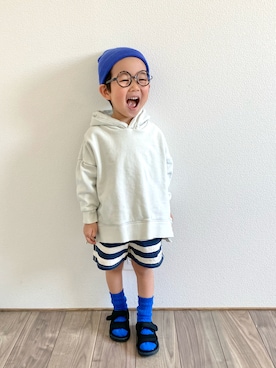 「アイテム（パーカー）」を使った、𝚁𝙴𝙸☺︎さん（キッズ・100cm）の春コーディネート