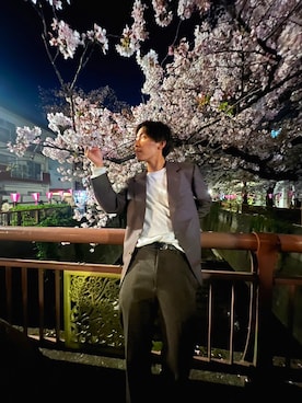 「アイテム（スウェットパンツ、ブラウン系）」を使った、Kaiさん（メンズ・171cm）の春コーディネート