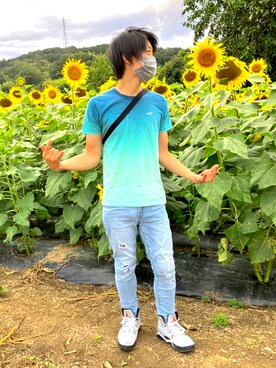「Hollister（ホリスター）のアイテム（Tシャツ/カットソー）」を使った、ここさん（メンズ・170cm）の秋コーディネート