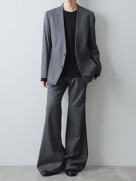 「アイテム（ノーカラージャケット）」を使った、ogasawaraさん（メンズ・174cm）の冬コーディネート