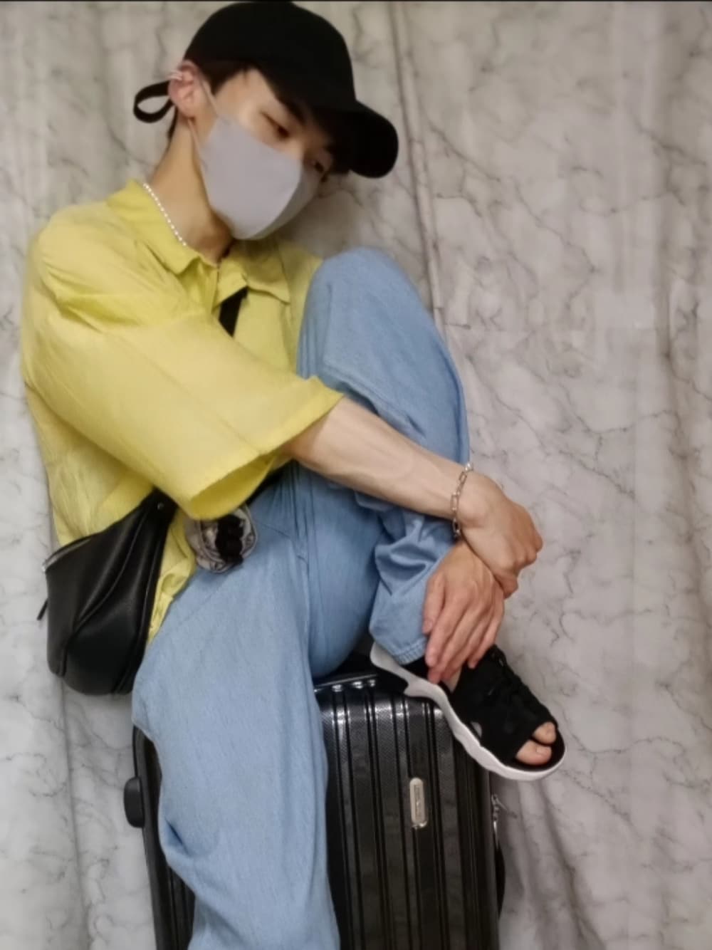 「GeeRA、夏コーデ、WEARyouthコーデ、お出かけコーデ、おでかけコーデ、レディース男子、レディ男、ジェンダーレス、ジェンダーレス男子、ジェンダーレスコーデ、ジェンダーレス部」｜「ADRERの【ADRER】THE CAP/キャップ（キャップ、ベージュ系）」を使った、恋兎葉さん（骨格ウェーブ・メンズ・159cm）の夏コーディネートの1枚目の写真