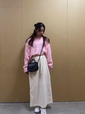 「fredy emue（フレディエミュ）のハート刺繍柄編みニットプルオーバー（ニット/セーター）」を使った、のんさん（レディース・151cm）の秋コーディネート