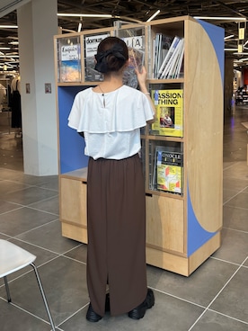 「アイテム（スカート、ブラウン系）」を使った、のんさん（レディース・151cm）の夏コーディネート