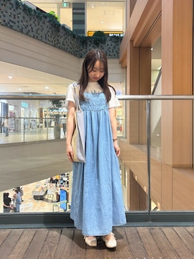 「Tシャツ×デニム」｜「アイテム（ワンピース/ドレス）」を使った、のんさん（レディース・151cm）の夏コーディネート