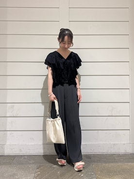 「キレイめコーデ」｜「アイテム（スラックス）」を使った、のんさん（レディース・151cm）の夏コーディネート