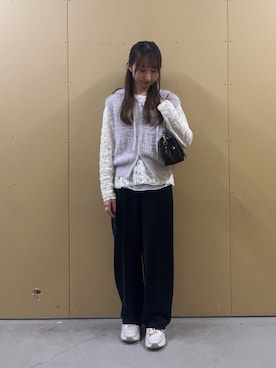 「fredy emue（フレディエミュ）の【4サイズ展開】とろみWarmタックスラックス（スラックス、ブラック系）」を使った、のんさん（レディース・151cm）の秋コーディネート