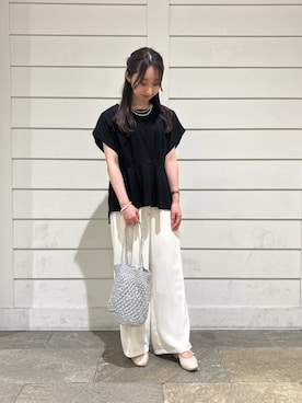 「アイテム（アクセサリー、ホワイト系）」を使った、のんさん（レディース・151cm）の夏コーディネート