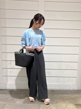 「アイテム（かごバッグ）」を使った、のんさん（レディース・151cm）の夏コーディネート