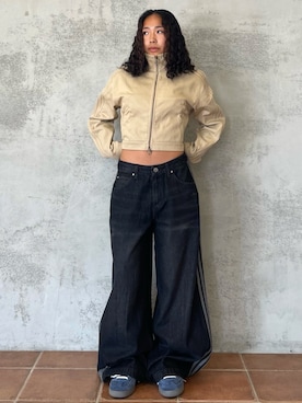「アイテム（ナイロンジャケット）」を使った、O.Aさん（レディース・154cm）の夏コーディネート