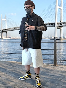 「NIKE（ナイキ）のNike Dunk High "Michigan"（スニーカー、イエロー系）」を使った、jokerさん（メンズ・170cm）の春コーディネート