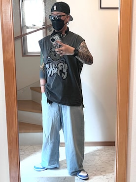 「アイテム（生活家電、ブラック系）」を使った、jokerさん（メンズ・170cm）の夏コーディネート