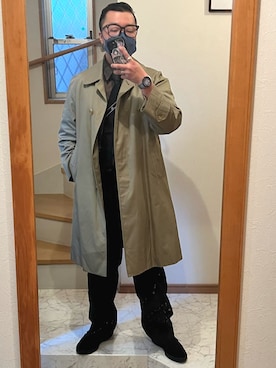 「古着コーデ」｜「アイテム（ステンカラーコート）」を使った、jokerさん（メンズ・170cm）の冬コーディネート