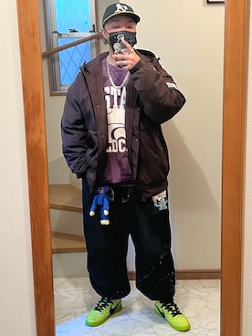 「アイテム（ナイロンジャケット、ブラウン系）」を使った、jokerさん（メンズ・170cm）の冬コーディネート