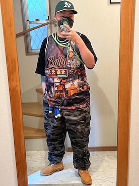 「アイテム（スマホグッズ、グリーン系）」を使った、jokerさん（メンズ・170cm）の春コーディネート