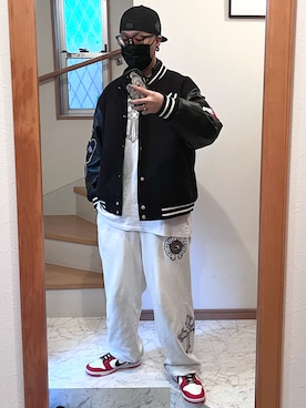 「アイテム（スタジャン）」を使った、jokerさん（メンズ・170cm）の冬コーディネート