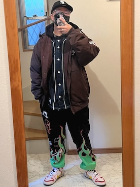 XLARGEのナイロンジャケット（ブラウン系）を使った人気