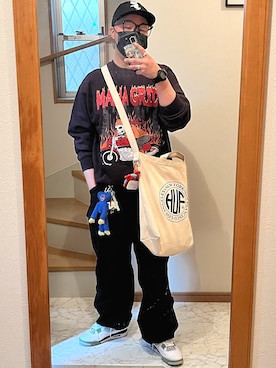 「HUF（ハフ）のアイテム（バッグ）」を使った、jokerさん（メンズ・170cm）の春コーディネート